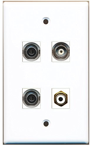 RiteAV - 1 Port RCA White 2 Port 3.5mm 1 Port BNC Wall Plate
