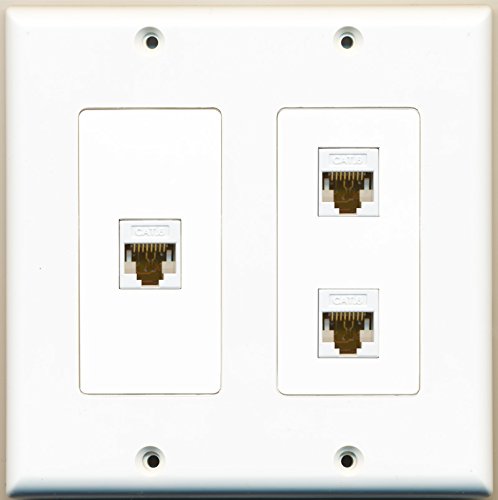 RiteAV - 3 Port Cat6 Ethernet White - 2 Gang Wall Plate