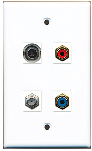RiteAV - 1 Port RCA Red 1 Port RCA Blue 1 Port Coax Cable TV- F-Type 1 Port 3.5mm Wall Plate