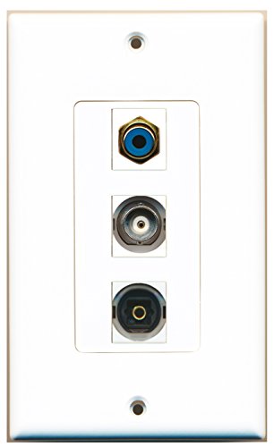 RiteAV - 1 Port RCA Blue and 1 Port Toslink and 1 Port BNC Decorative Wall Plate Decorative