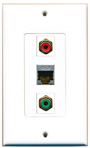 RiteAV - 1 Port RCA Red and 1 Port RCA Green and 1 Port Shielded Cat6 Ethernet Decorative Wall Plate Decorative