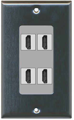 RiteAV - 4 Port HDMI 2.0 Decorative Wall Plate - Stainless Steel/Gray