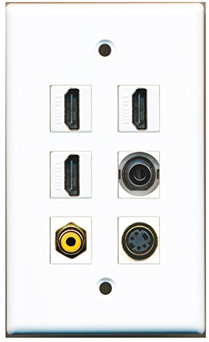 RiteAV - 3 HDMI 1 Port RCA Yellow 1 Port S-Video 1 Port 3.5mm Wall Plate