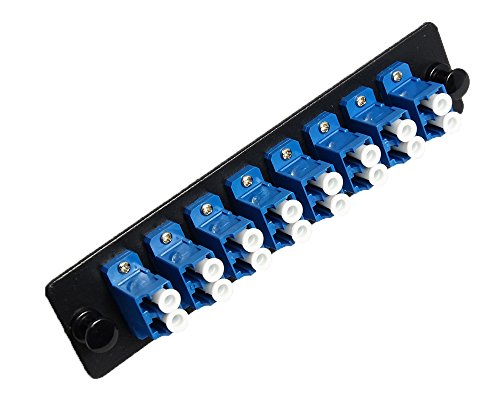 RiteAV LGX Footprint LC Adapter Panel, 8 Ports, Loaded w/8 LC Duplex Singlemode Adapters, Black