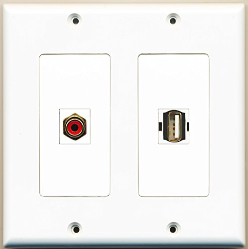 RiteAV - 1 Port RCA Red 1 Port USB A-A - Dual Gang Wall Plate