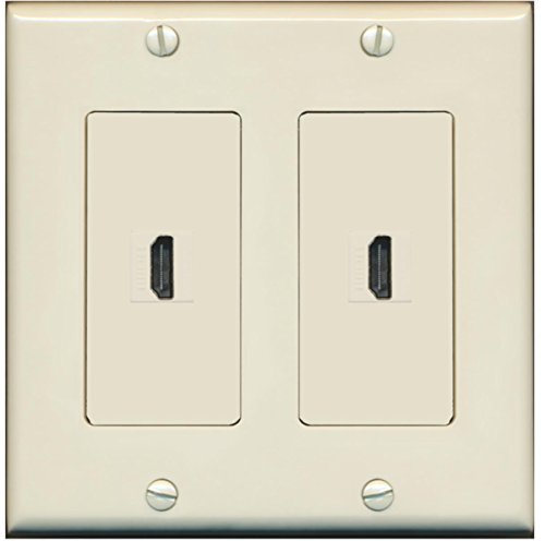 RiteAV - 2 Port HDMI - Dual Gang Wall Plate - Light Almond