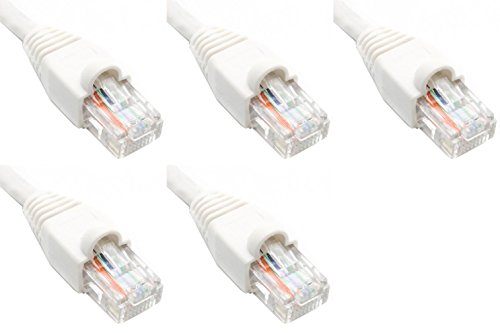 Ultra Spec Cables Pack of 5 - White 1FT Cat6 Ethernet Network Cable LAN Internet Patch Cord RJ45 Gigabit