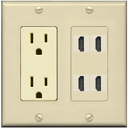 RiteAV Power Outlet 4 HDMI Wall Plate - Ivory
