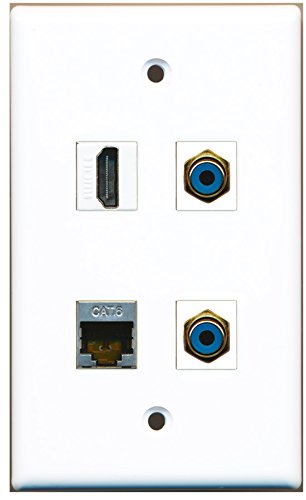 RiteAV - 1 Port HDMI 2 Port RCA Blue 1 Port Shielded Cat6 Ethernet Wall Plate
