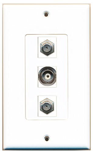 RiteAV - 2 Port Coax Cable TV- F-Type and 1 Port BNC Decorative Wall Plate Decorative