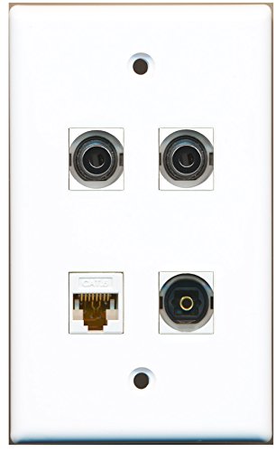 RiteAV - 1 Port Toslink 2 Port 3.5mm 1 Port Cat6 Ethernet White Wall Plate