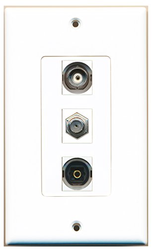 RiteAV - 1 Port Coax Cable TV- F-Type and 1 Port Toslink and 1 Port BNC Decorative Wall Plate Decorative