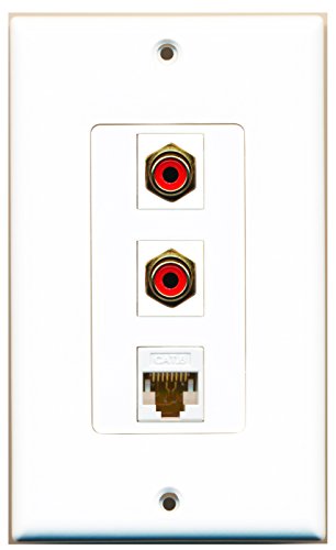 RiteAV - 2 Port RCA Red and 1 Port Cat6 Ethernet White Wall Plate Decorative