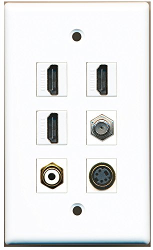 RiteAV - 3 HDMI 1 Port RCA White 1 Port Coax Cable TV- F-Type 1 Port S-Video Wall Plate