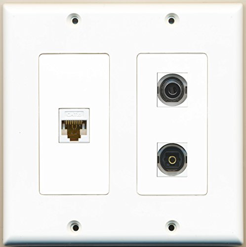 RiteAV - 1 Port Toslink 1 Port 3.5mm 1 Port Cat6 Ethernet White - 2 Gang Wall Plate