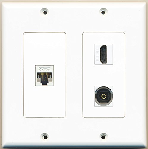 RiteAV - 1 Port HDMI 1 Port Toslink 1 Port Cat5e Ethernet White - 2 Gang Wall Plate