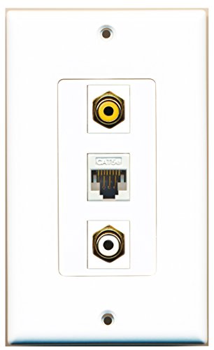 RiteAV - 1 Port RCA White and 1 Port RCA Yellow and 1 Port Cat5e Ethernet White Decorative Wall Plate