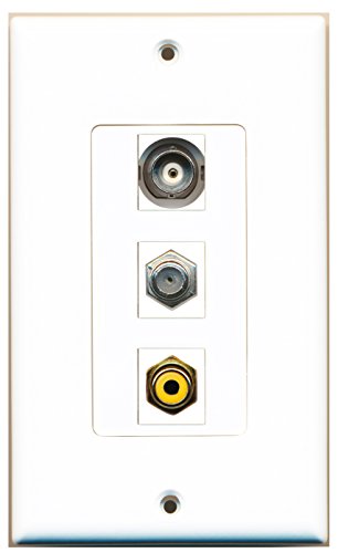 RiteAV - 1 Port RCA Yellow and 1 Port Coax Cable TV- F-Type and 1 Port BNC Decorative Wall Plate Decorative