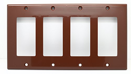 RiteAV Blank Wall Plate for Keystone Jacks - Brown 4 Gang Decorative