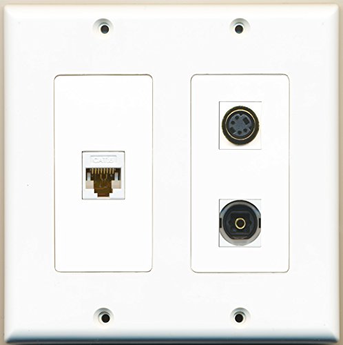 RiteAV - 1 Port S-Video 1 Port Toslink 1 Port Cat6 Ethernet White - 2 Gang Wall Plate