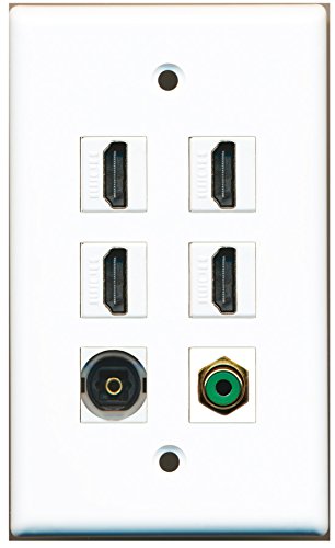 RiteAV - 4 HDMI 1 Port RCA Green 1 Port Toslink Wall Plate
