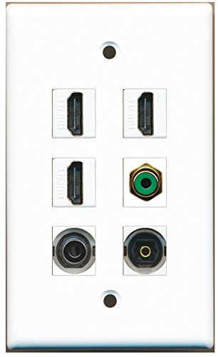 RiteAV - 3 HDMI 1 Port RCA Green 1 Port Toslink 1 Port 3.5mm Wall Plate