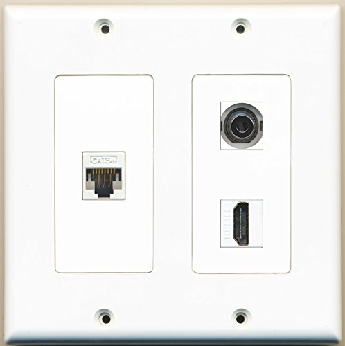 RiteAV - 1 Port HDMI 1 Port 3.5mm 1 Port Cat5e Ethernet White - 2 Gang Wall Plate