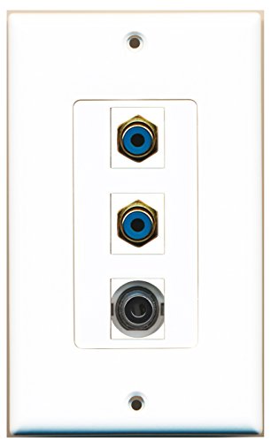 RiteAV - 2 Port RCA Blue and 1 Port 3.5mm Decorative Wall Plate Decorative