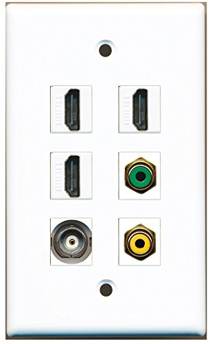 RiteAV - 3 HDMI 1 Port RCA Yellow 1 Port RCA Green 1 Port BNC Wall Plate