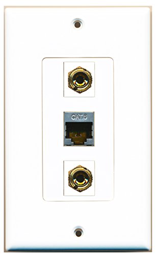 RiteAV - 1 Port Shielded Cat6 Ethernet 2 Port Banana Speaker Decorative Wall Plate Decorative