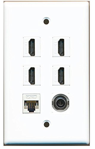 RiteAV - 4 HDMI and 1 Ethernet Cat5e and 1 3.5MM Port Wall Plate White