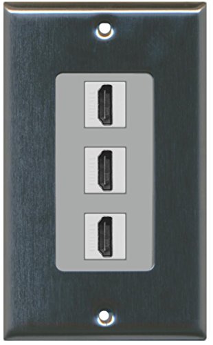 RiteAV - 3 Port HDMI 2.0 Decorative Wall Plate - Stainless Steel/Gray