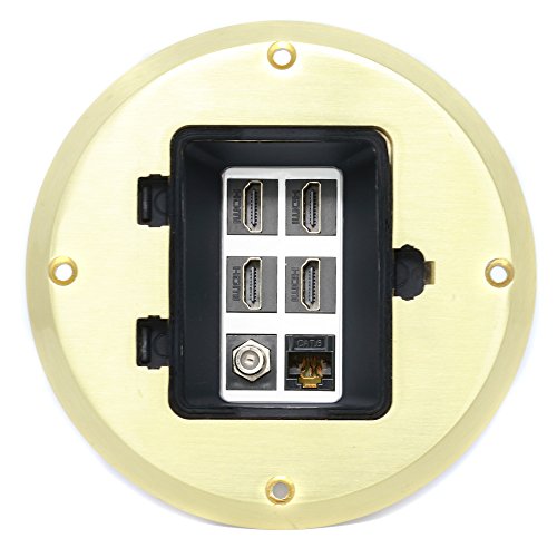 RiteAV - 4 Port HDMI 1 Coax Cable TV- F-Type 1 Cat6 Ethernet Floor Box - Gold