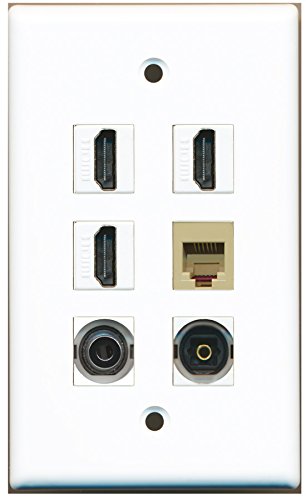 RiteAV - 3 HDMI 1 Port Phone RJ11 RJ12 Beige 1 Port Toslink 1 Port 3.5mm Wall Plate