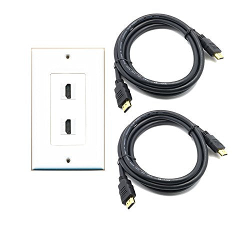 RiteAV 2 Port HDMI Decorative Female Jack Wall Plate with 6ft HDMI Cables