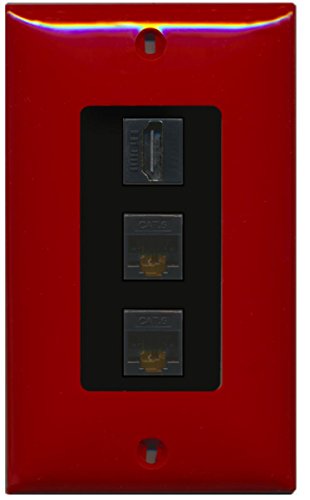 RiteAV - 1 Port HDMI 2 Port Cat6 Ethernet Decorative Wall Plate - Red/Black