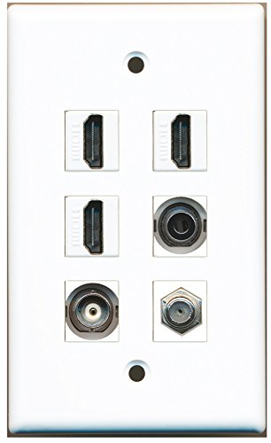 RiteAV - 3 HDMI 1 Port Coax Cable TV- F-Type 1 Port 3.5mm 1 Port BNC Wall Plate