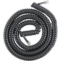 50ft PHONE LINE COIL HANDSET CORD BLACK