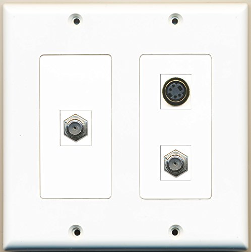 RiteAV - 2 Port Coax Cable TV- F-Type 1 Port S-Video - 2 Gang Wall Plate