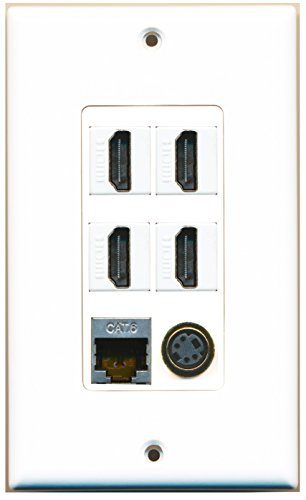 RiteAV - 4 Port HDMI 1 S-Video 1 Shielded Cat6 Ethernet Wall Plate Decorative