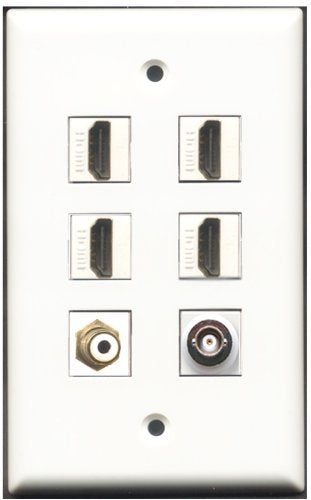 RiteAV - 4 Port HDMI 1 RCA White 1 BNC Wall Plate