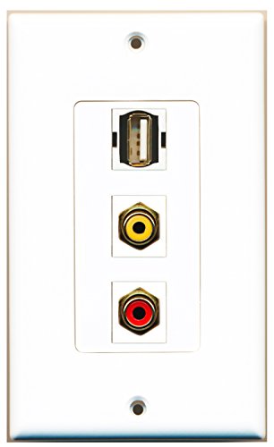 RiteAV - 1 Port RCA Red and 1 Port RCA Yellow and 1 Port USB A-A Decorative Wall Plate Decorative