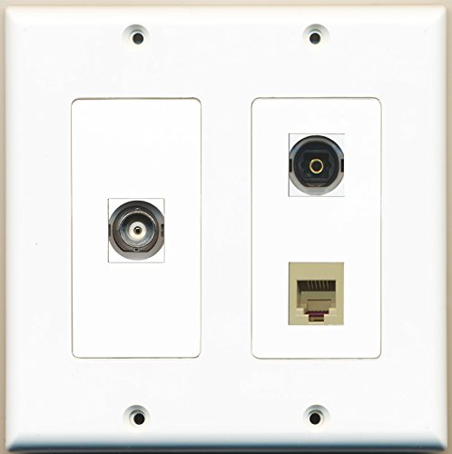 RiteAV - 1 Port Phone RJ11 RJ12 Beige 1 Port Toslink 1 Port BNC - 2 Gang Wall Plate