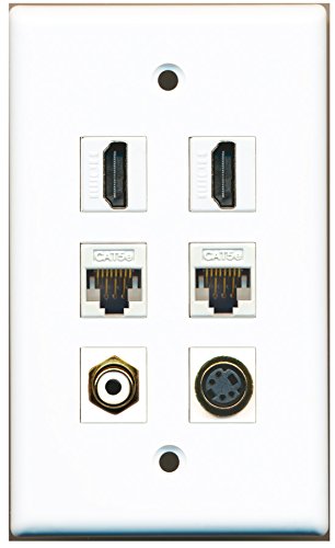 RiteAV - 2 HDMI 1 Port RCA White 1 Port S-Video 2 Port Cat5e Ethernet White Wall Plate