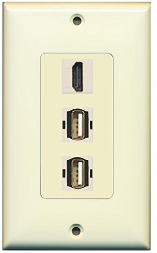 RiteAV - 1 Port HDMI 2 Port USB A-A Decorative Wall Plate - Light Almond
