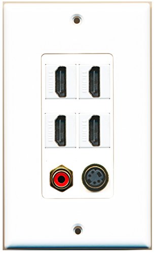 RiteAV - 4 Port HDMI 1 RCA Red 1 S-Video Wall Plate Decorative