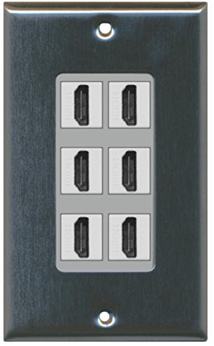 RiteAV - 6 Port HDMI 2.0 Decorative Wall Plate - Stainless Steel/Gray