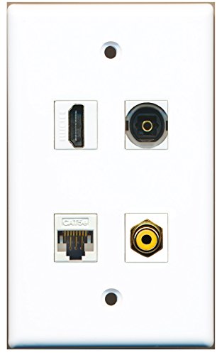RiteAV - 1 Port HDMI 1 Port RCA Yellow 1 Port Toslink 1 Port Cat5e Ethernet White Wall Plate