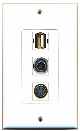 RiteAV - 1 Port USB A-A and 1 Port S-Video and 1 Port 3.5mm Decorative Wall Plate Decorative