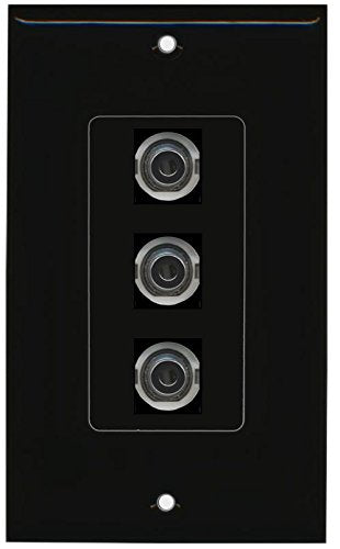 RiteAV (1 Gang Decorative) 3 3.5mm (Black) Wall Plate Black